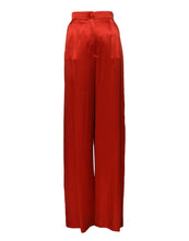 Load image into Gallery viewer, Dolce &amp; Gabbana Red Satin High Waist Wide Leg Pants
