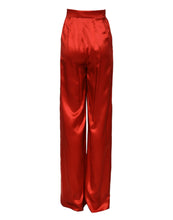 Load image into Gallery viewer, Dolce &amp; Gabbana Red Satin High Waist Wide Leg Pants
