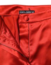Load image into Gallery viewer, Dolce &amp; Gabbana Red Satin High Waist Wide Leg Pants
