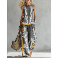 Load image into Gallery viewer, Printed Retro Sleeveless Top &amp; Wide-Leg Pants Set | 12 Prints S–5XL

