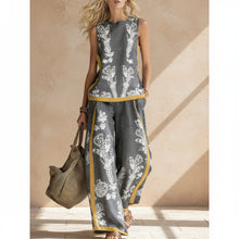 Load image into Gallery viewer, Printed Retro Sleeveless Top &amp; Wide-Leg Pants Set | 12 Prints S–5XL
