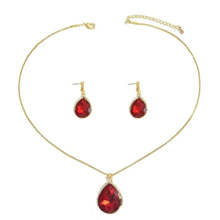Load image into Gallery viewer, 18K Gold-Plated Rhinestone Teardrop : Necklace and Earrings Jewelry Set
