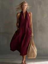 Load image into Gallery viewer, Women's Retro V-Neck Slip Dress – Loose Fit Sleeveless
