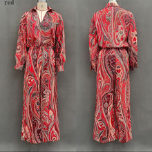 Load image into Gallery viewer, Women's Paisley Print Deep V Fringe Blouse &amp; Wide-Leg Palazzo Pants Set
