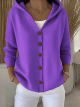 Load image into Gallery viewer, Women’s Button-Down Hoodie Cardigan Sweater Coat
