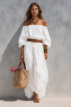 Load image into Gallery viewer, Women's Boat-Neck Sleeveless Cotton-Linen Maxi Dress
