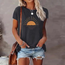 Load image into Gallery viewer, Sunrise Print Round Neck T-Shirt
