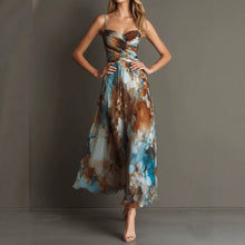 Load image into Gallery viewer, Floral Print Strap High Waist Flowy Maxi Dress – Sleeveless Beach Long Dress
