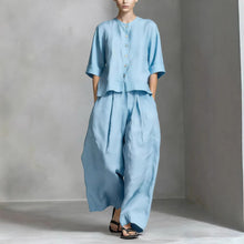 Load image into Gallery viewer, Three-Quarter Sleeve Shirt &amp; Loose Trousers Two-Piece Set
