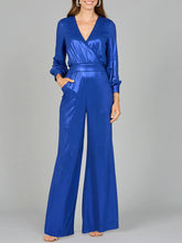 Load image into Gallery viewer, Metallic Shimmer Jumpsuit with Pockets - OUTLET
