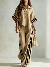 Load image into Gallery viewer, Women's Short-Sleeve Shirt &amp; Loose Pants Two-Piece Set
