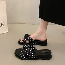 Load image into Gallery viewer, Polka Dot Platform Wedge Sandals – Boho Crisscross Slide

