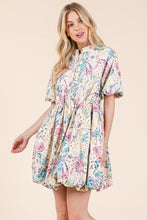 Load image into Gallery viewer, New Summer Floral Eyelet Lace Puff Sleeve Mini Shirt Dress For Women – Elegant, Trendy, Chic and Feminine Mini Shirt Dress with Puff Sleeves and Floral Eyelet Lace
