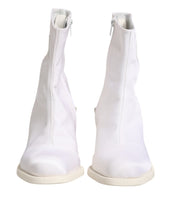 Load image into Gallery viewer, Maison Margiela White Square Heel Zip Ankle Boots Shoes
