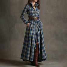 Load image into Gallery viewer, Women's Printed Lapel Slim-Fit Dress – Elegant Commuter Style
