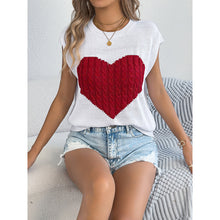 Load image into Gallery viewer, Women’s Heart Color Block Knit Top – Casual Sleeveless Valentine Tank
