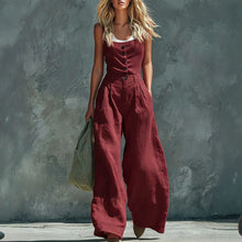 Load image into Gallery viewer, Women's Retro High-Waist Wide-Leg Jumpsuit – Vintage Button Closure Elegant
