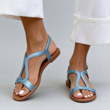 Load image into Gallery viewer, Women's Flat Open Toe T-Strap Beach Sandals – Lightweight Cutout

