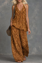 Load image into Gallery viewer, Women’s Leopard Print Sleeveless Top and Chiffon Pants Set
