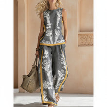 Load image into Gallery viewer, Printed Retro Sleeveless Top &amp; Wide-Leg Pants Set | 12 Prints S–5XL
