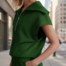 Load image into Gallery viewer, Half-Zip Lapel Sweatshirt &amp; Shorts Two-Piece Set | 6 Colors
