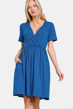 Load image into Gallery viewer, Zenana Surplice Short Sleeve Brushed DTY Dress
