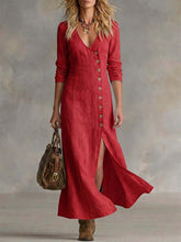Load image into Gallery viewer, Casual Cotton Linen Long Sleeve Women’s Dress
