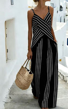 Load image into Gallery viewer, Women's Striped V-Neck Sleeveless Two-Piece Set
