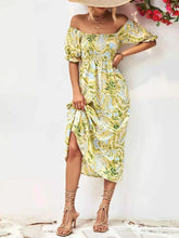 Load image into Gallery viewer, Smocked Printed Puff Sleeve : Midi Dress
