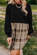 Load image into Gallery viewer, Vintage Plaid Round Neck Long Sleeve Mini Dress Cozy &amp; Stylish Dress Retro Design Dress For Party

