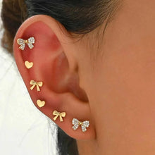 Load image into Gallery viewer, 6 Piece Bow Heart Stud Earrings Set
