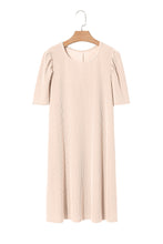 Load image into Gallery viewer, Blossom Corded Crew Neck Puff Sleeve Mini Dress
