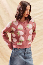 Load image into Gallery viewer, SO ME Strawberry Fruit All Over Button Sweater Cardigan
