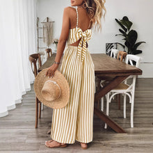 Load image into Gallery viewer, Printed Backless Sleeveless Strap Jumpsuit | Ginger Yellow

