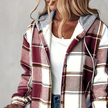 Load image into Gallery viewer, Women's Plaid Hoodie Long Sleeve Jacket With Pocket
