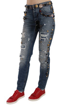 Load image into Gallery viewer, Dolce &amp; Gabbana Distressed Embellished Buttons Denim Pants Jeans
