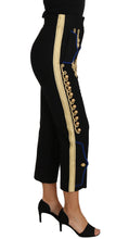Load image into Gallery viewer, Dolce &amp; Gabbana Military Embellished Pants Black Gold Dress Pant
