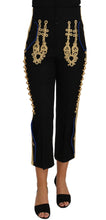 Load image into Gallery viewer, Dolce &amp; Gabbana Military Embellished Pants Black Gold Dress Pant
