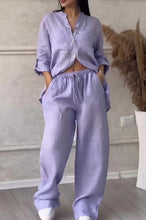 Load image into Gallery viewer, Wide-Leg Pants &amp; Lace-Up Top Two-Piece Set – Solid Color, 12 Colors S–5XL
