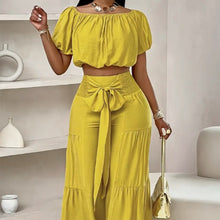 Load image into Gallery viewer, High-Waist Flared Pants &amp; Top Two-Piece Set – 7 Colors, S–2XL
