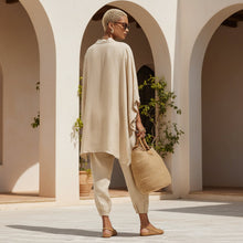 Load image into Gallery viewer, Women's Oversized Cape-Sleeve V-Neck Top &amp; Tapered Jogger Pants Two-Piece Set
