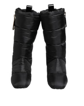 Load image into Gallery viewer, Dolce &amp; Gabbana Black Padded Mid Calf Logo Heel Boots Shoes
