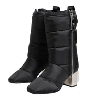 Load image into Gallery viewer, Dolce &amp; Gabbana Black Padded Mid Calf Logo Heel Boots Shoes

