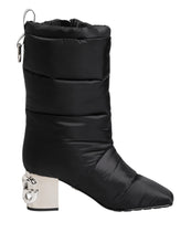 Load image into Gallery viewer, Dolce &amp; Gabbana Black Padded Mid Calf Logo Heel Boots Shoes
