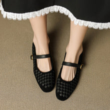 Load image into Gallery viewer, Women's Sheepskin Mary Jane Shoes – Single Strap Round Toe Flat Leather Shoes
