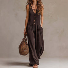 Load image into Gallery viewer, Women’s Loose V-Neck Sleeveless Wide-Leg Jumpsuit
