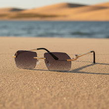 Load image into Gallery viewer, Gold Frame Cheetah Rimless Sunglasses – INS Hip-Hop Style
