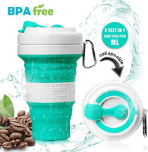 Load image into Gallery viewer, Camping Coffe Adjustable sizes Multi-colors New Collapsible Silicone Coffee Cup Mug Reusable High Temperature Water Cup Outdoor Travel 550ml
