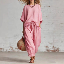 Load image into Gallery viewer, Women's Solid Color Loose Casual Set – T-Shirt &amp; Ankle Pants
