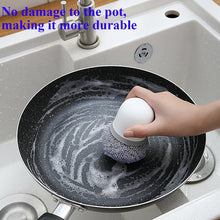 Load image into Gallery viewer, No-Scratch Kitchen Scrub Brush with Replaceable Fiber Scouring Balls – Anti-Scratch, Durable Handle for Non-Stick, Stainless Steel &amp; Ceramic Cookware
